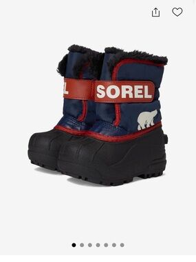 Sorel Kids Snow Commander Toddler Navy and Red Snow Boots with Black Sole